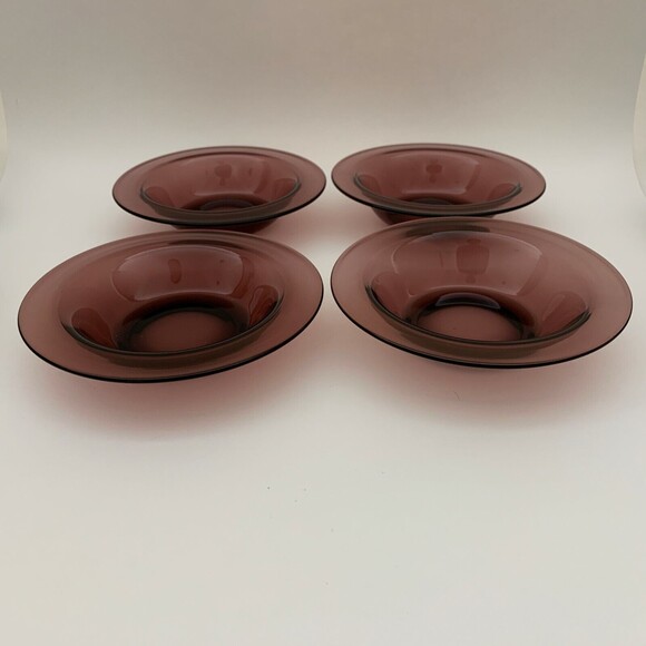 Unbranded Purple or Brown Glass Fruit Sauce Bowls 6 1/4" Lot of 4 - Picture 2 of 5